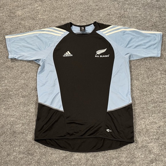 Vintage Adidas All Blacks Jersey Mens Large Black Blue Y2K 2006 Training - Picture 1 of 10
